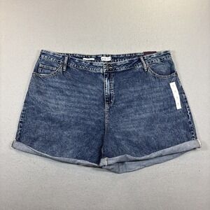 AVA &‎ LIV Women MIdi Short High Rise Relaxed Fit Shorts 26R Blue Denim NWT
